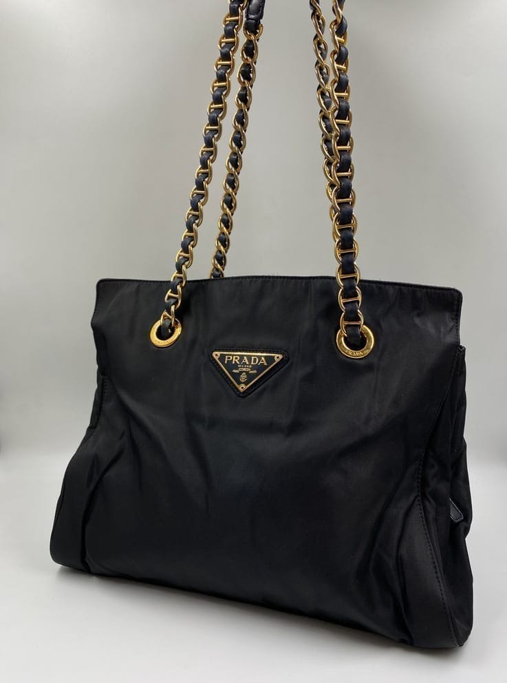 Prada Nylon Tote with Chain Handle