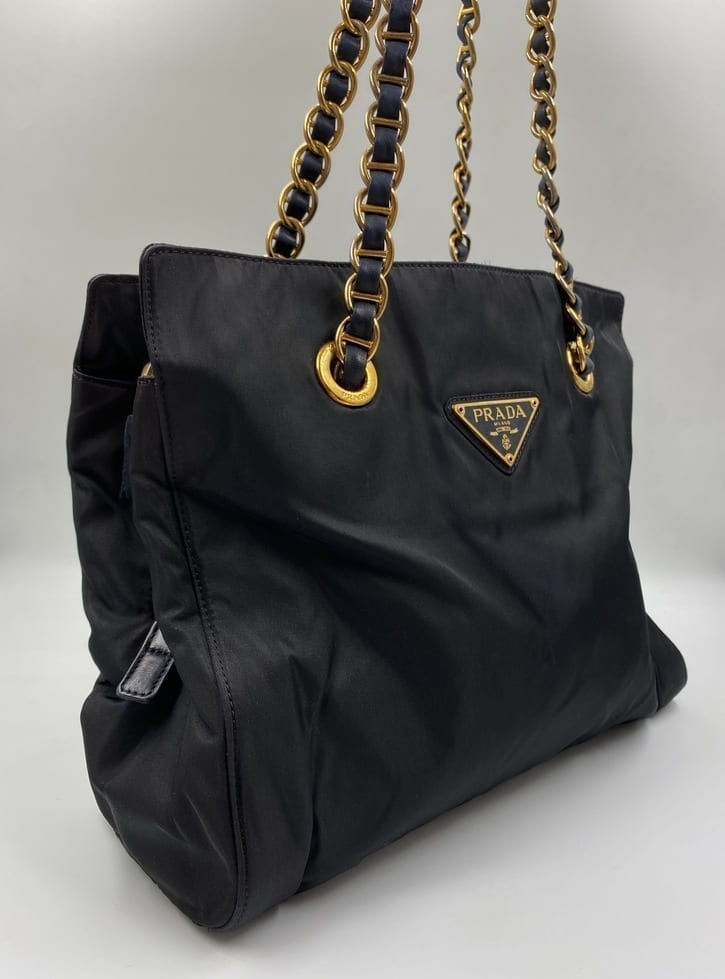 Prada Nylon Tote with Chain Handle