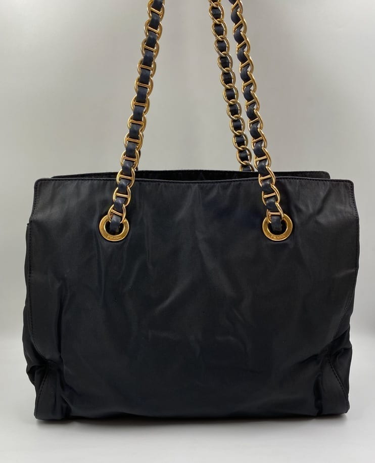 Prada Nylon Tote with Chain Handle