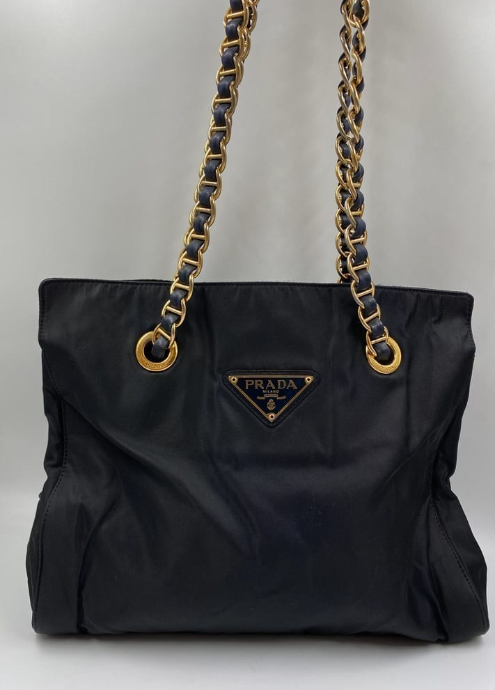 Prada Nylon Tote with Chain Handle