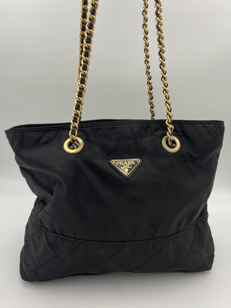 Prada Nylon Tote with Chain Handle