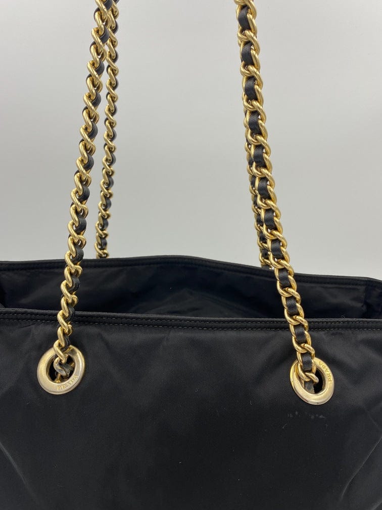 Prada Nylon Tote with Chain Handle