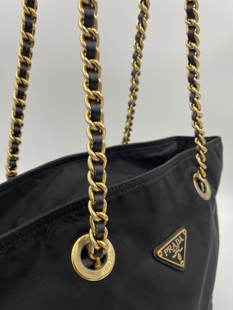 Prada Nylon Tote with Chain Handle