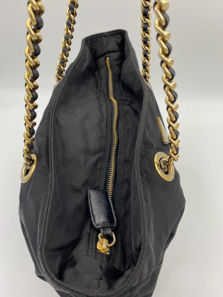 Prada Nylon Tote with Chain Handle