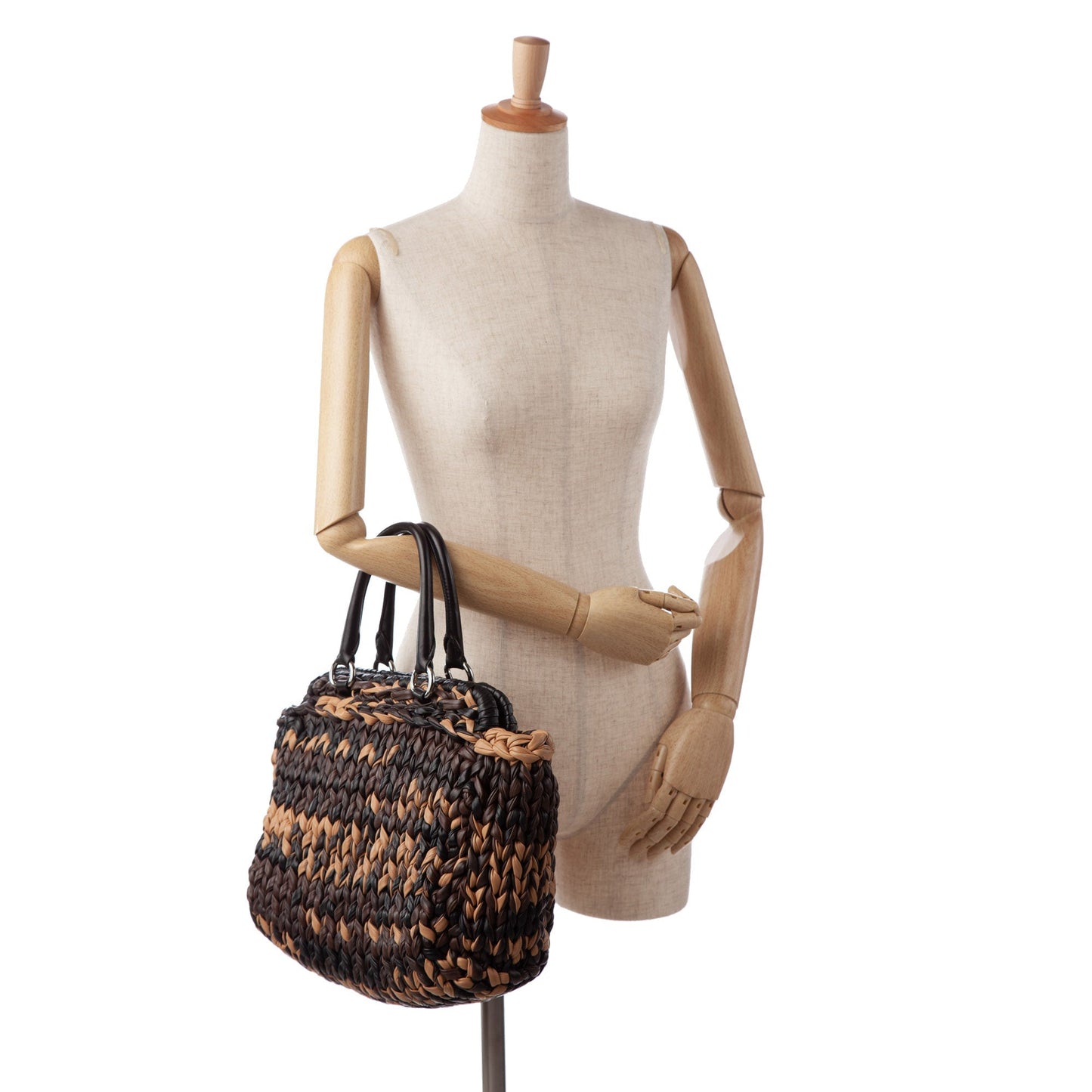 Brown Prada Knit Nappa Tote Bag