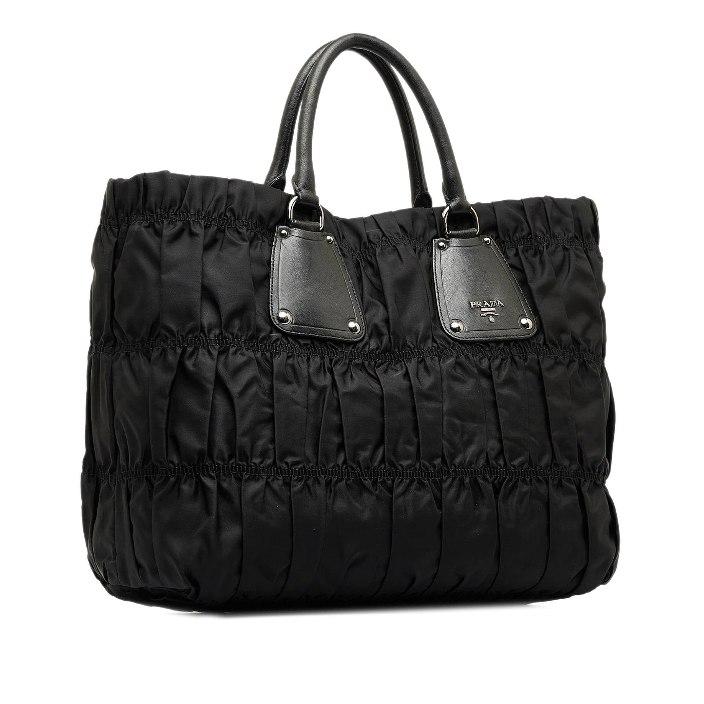 Black Prada Tessuto Gaufre Tote Bag