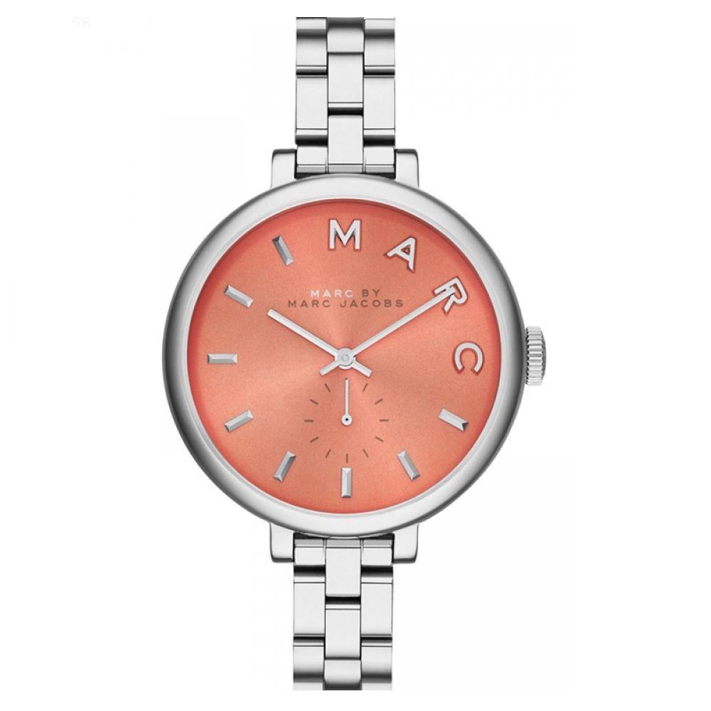 Ladies / Womens Sally Silver Orange Dial Stainless Steel Marc Jacobs Designer Watch MBM3365