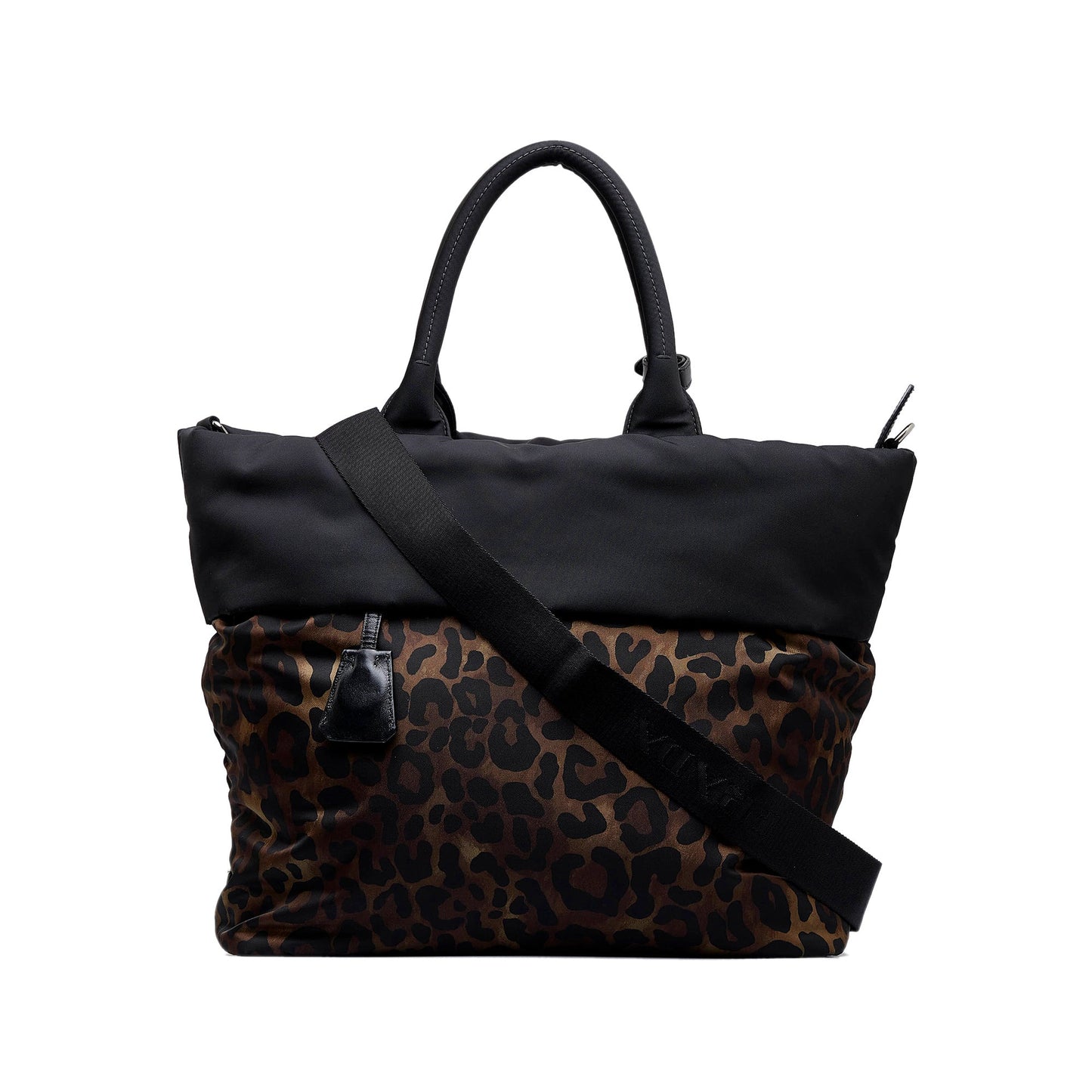 Prada Tessuto Reversible Leopard Print Black Nylon