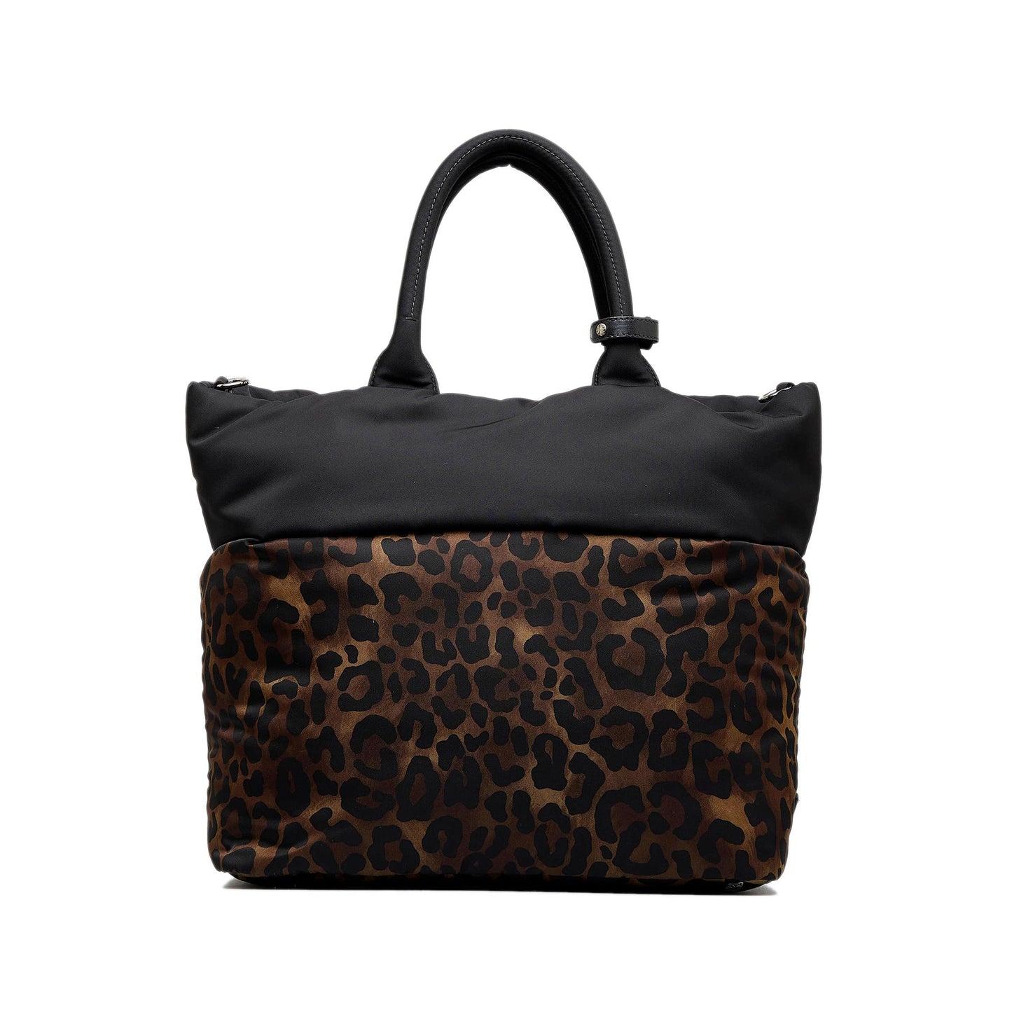 Prada Tessuto Reversible Leopard Print Black Nylon