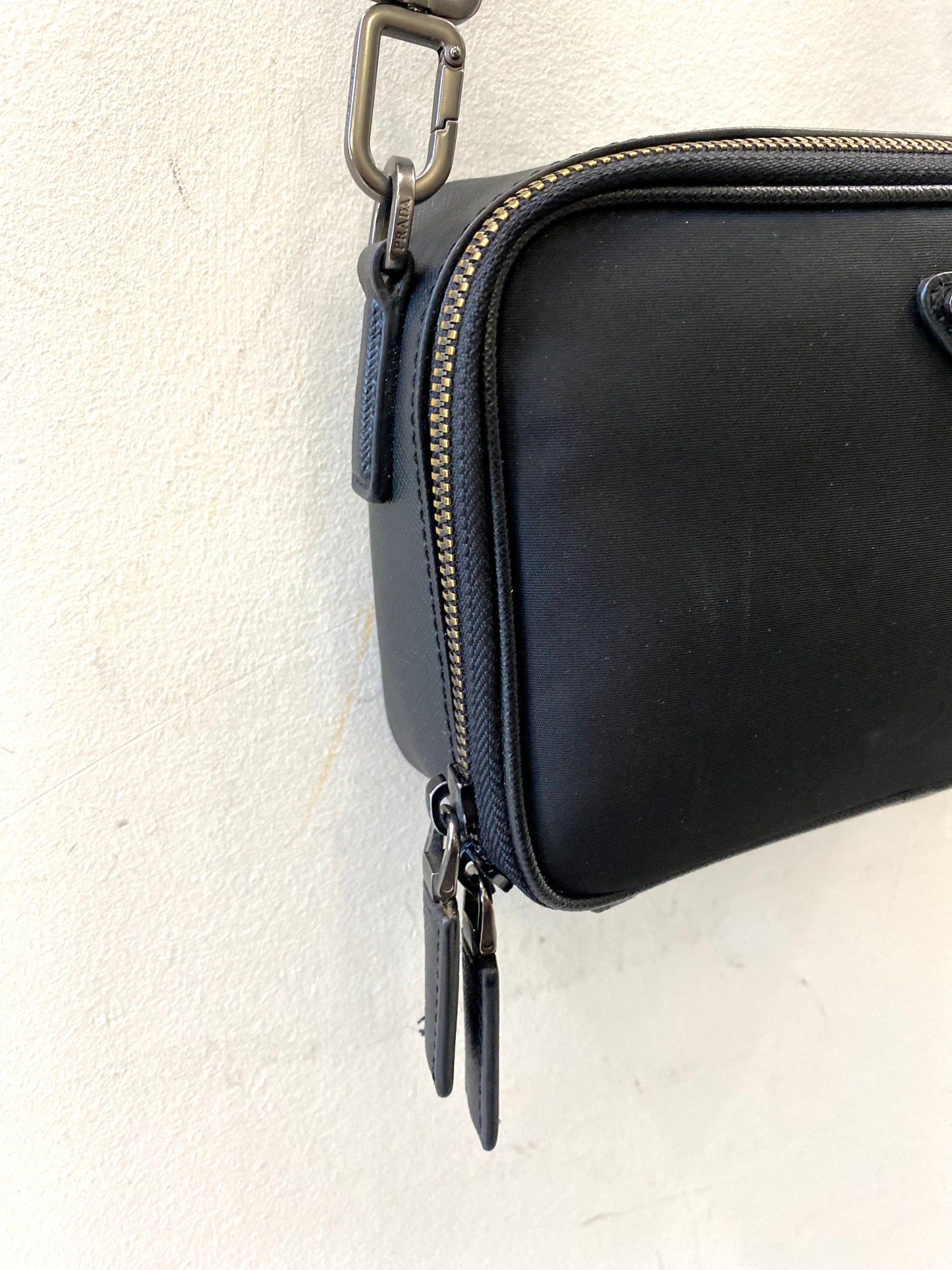 PRADA BRIQUE RE-NYLON AND SAFFIANO LEATHER BAG