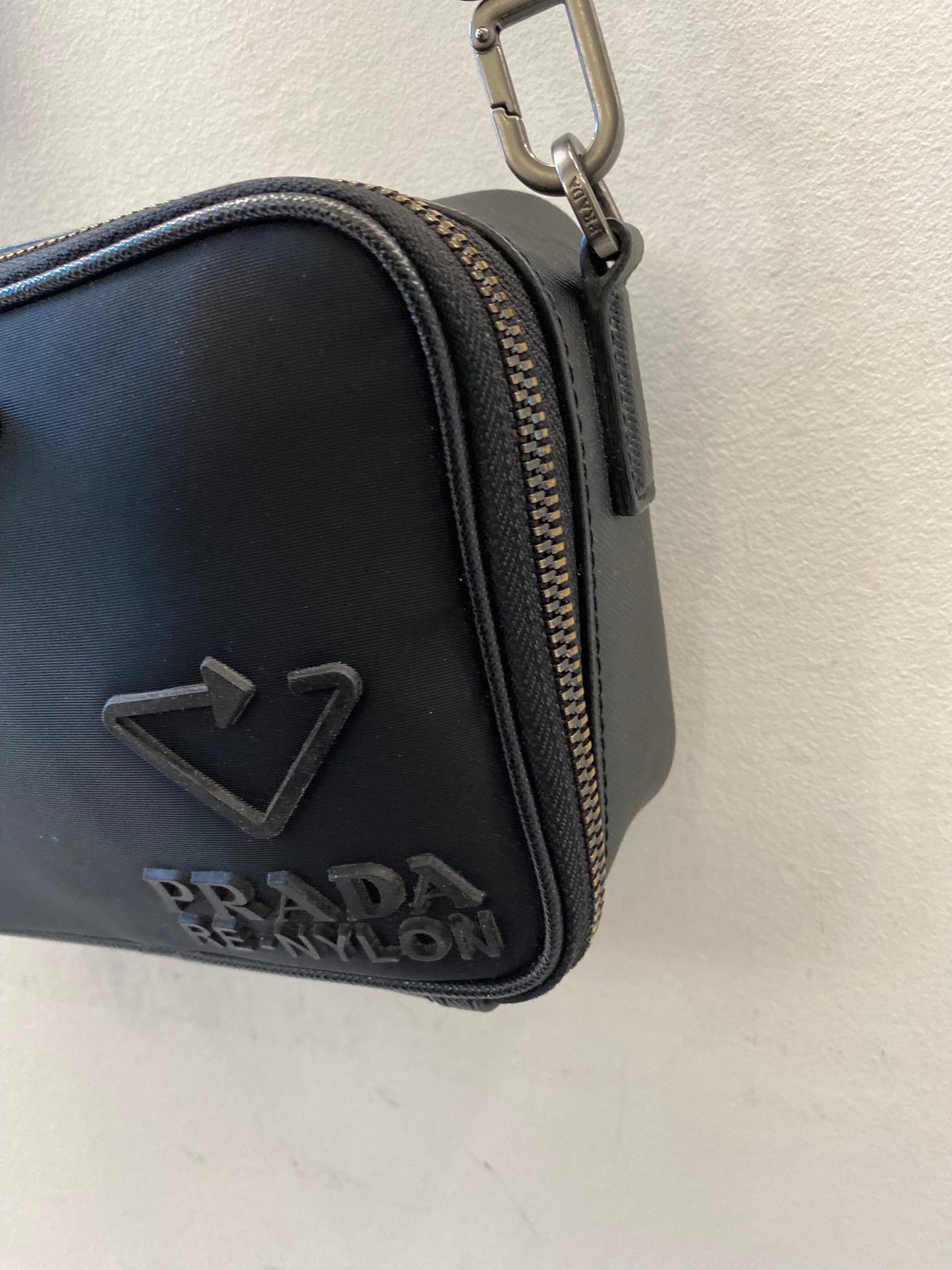 PRADA BRIQUE RE-NYLON AND SAFFIANO LEATHER BAG