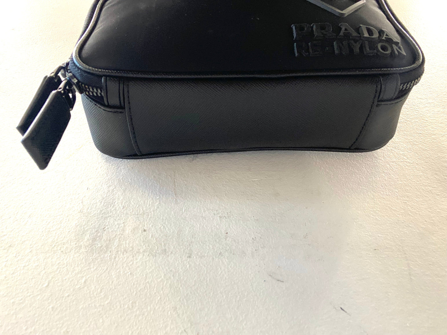 PRADA BRIQUE RE-NYLON AND SAFFIANO LEATHER BAG