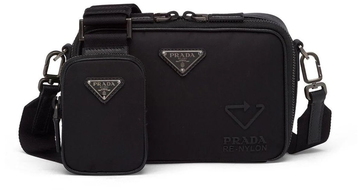 PRADA BRIQUE RE-NYLON AND SAFFIANO LEATHER BAG