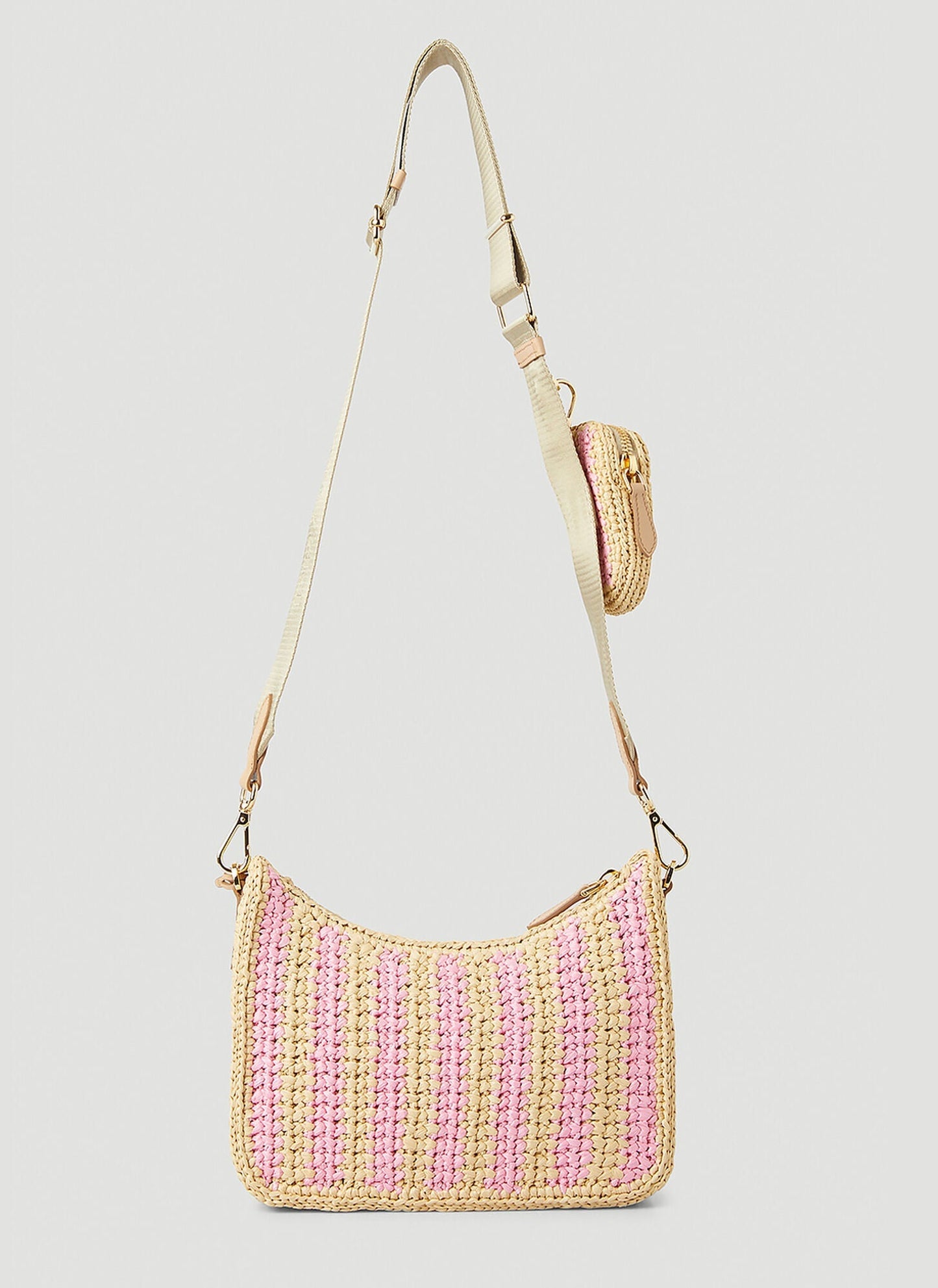 PRADA NEUTRAL RE-EDITION 2005 RAFFIA SHOULDER BAG