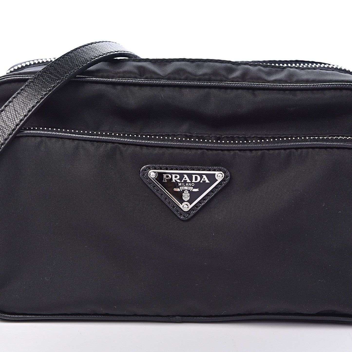 PRADA NYLON SAFFIANO VELA DOUBLE ZIP CAMERA BAG