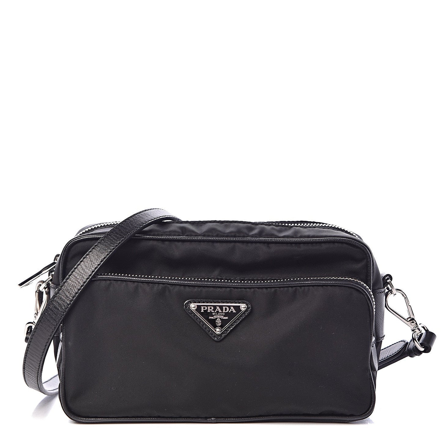 PRADA NYLON SAFFIANO VELA DOUBLE ZIP CAMERA BAG