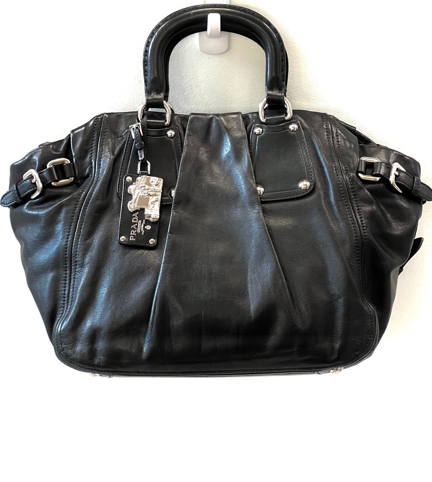 PRADA SOFT CALFSKIN LEATHER SHOULDER BAG