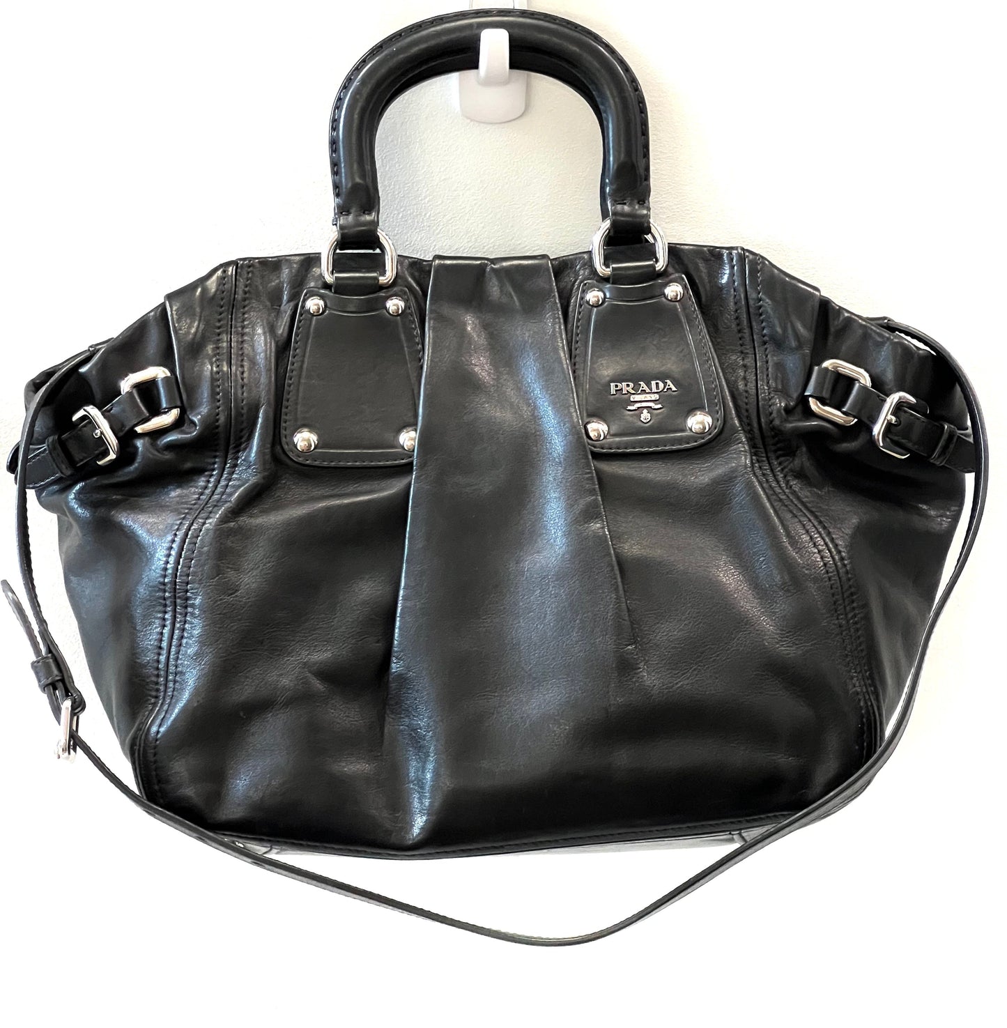 PRADA SOFT CALFSKIN LEATHER SHOULDER BAG