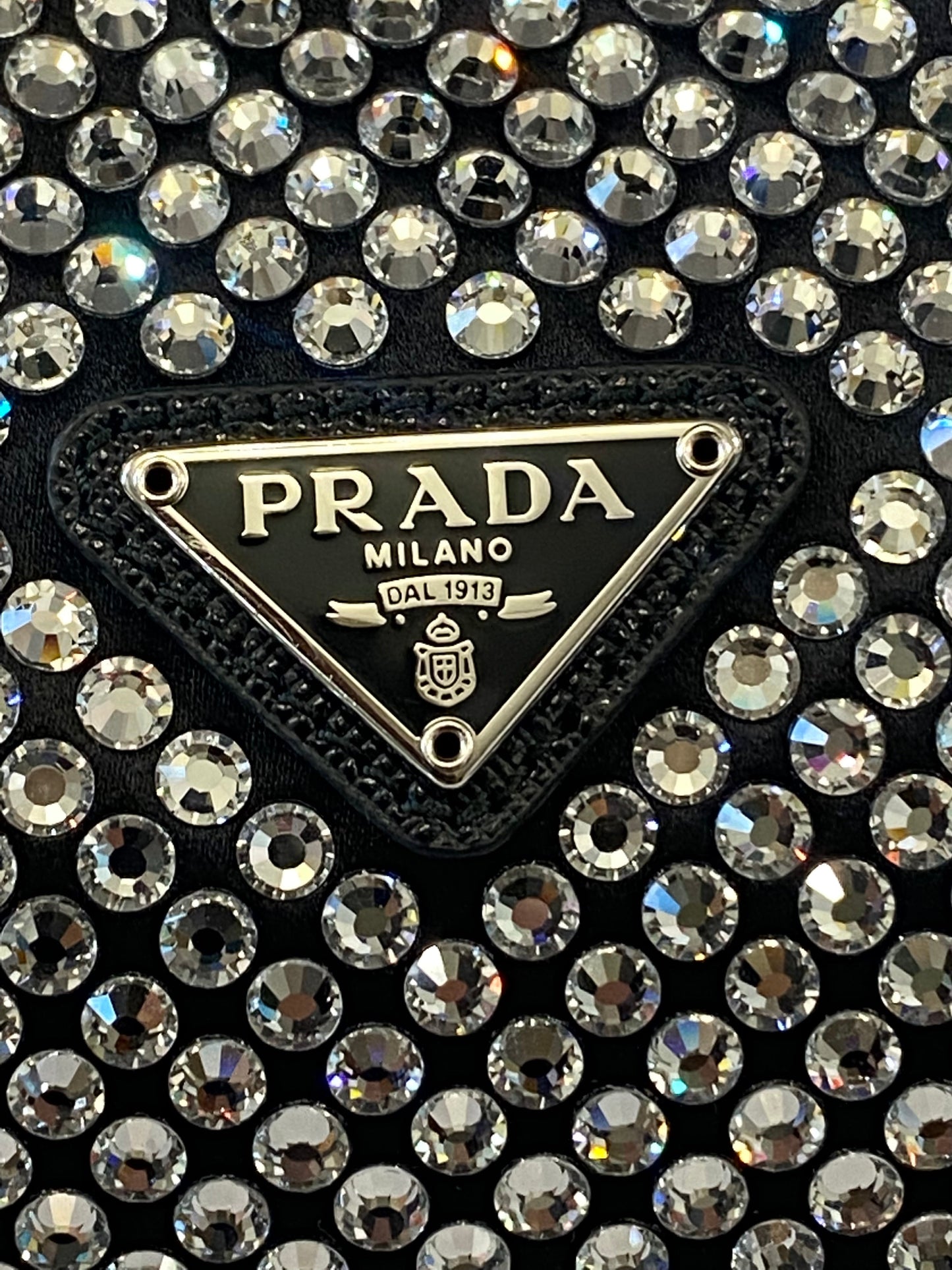 PRADA SATIN CRYSTAL EMBLISHED RE-EDITION 2000 HANDBAG