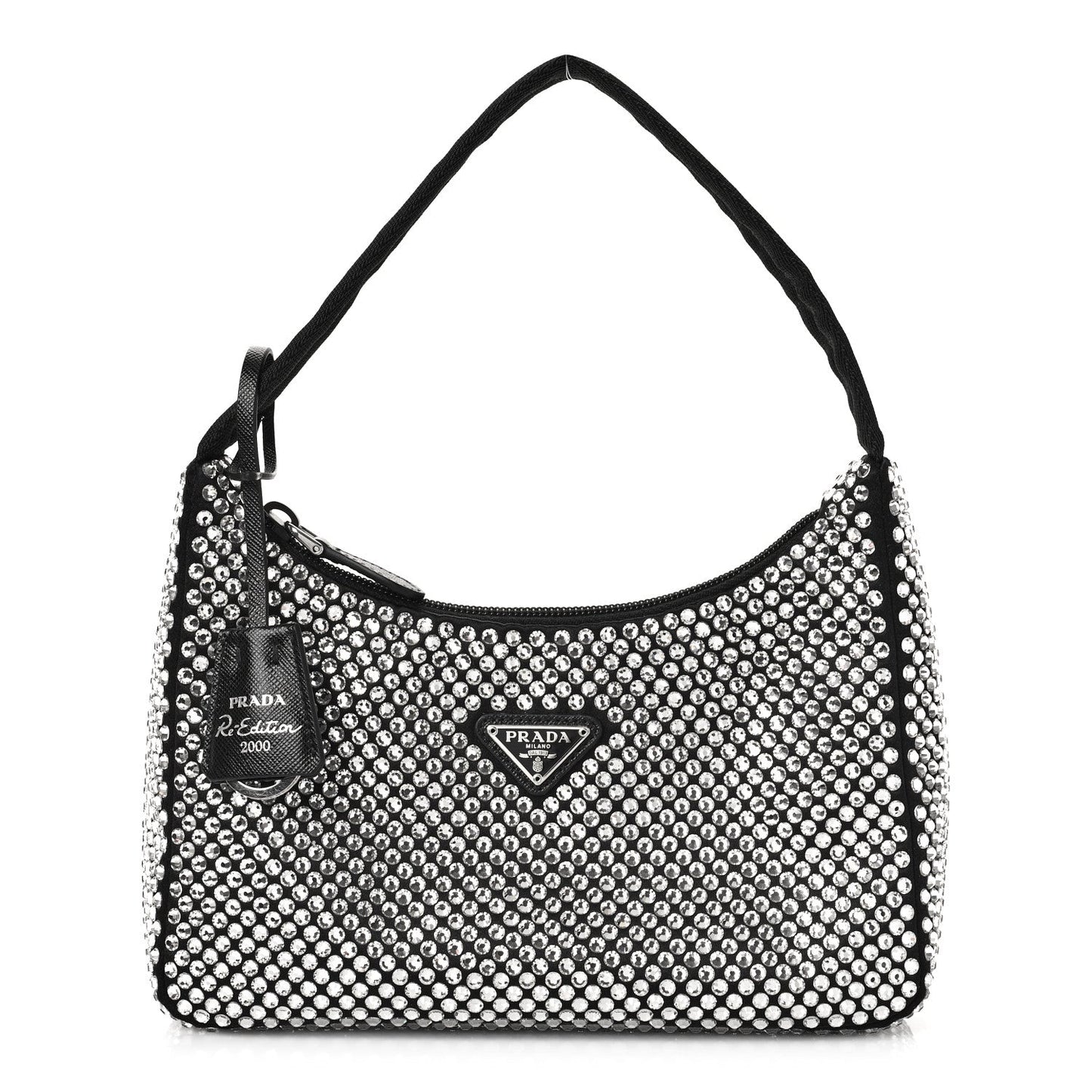 PRADA SATIN CRYSTAL EMBLISHED RE-EDITION 2000 HANDBAG