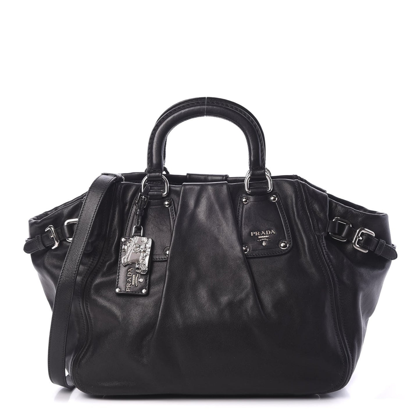 PRADA SOFT CALFSKIN LEATHER SHOULDER BAG