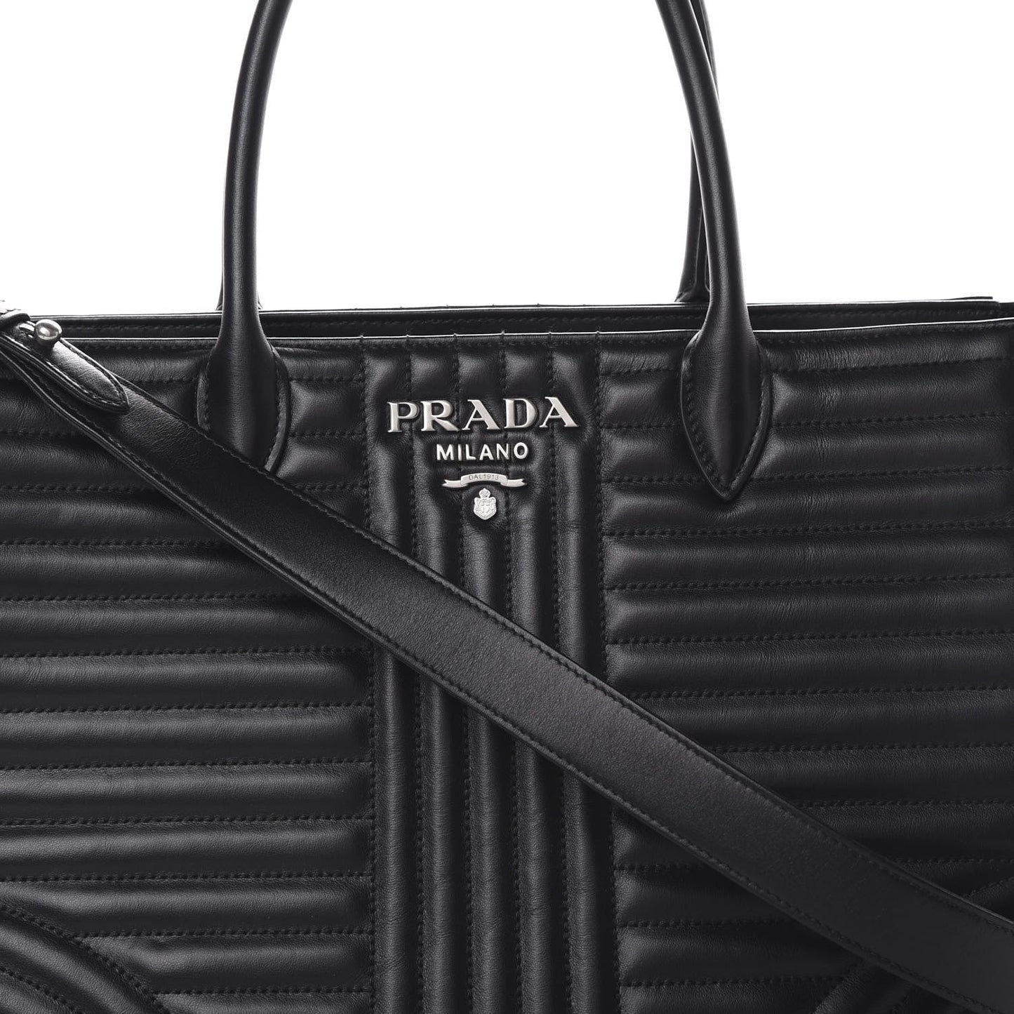 PRADA SOFT CALFSKIN IMPUNTURE DIAGRAMME TOTE BAG