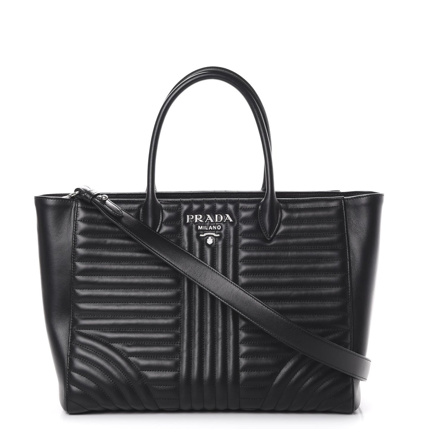 PRADA SOFT CALFSKIN IMPUNTURE DIAGRAMME TOTE BAG