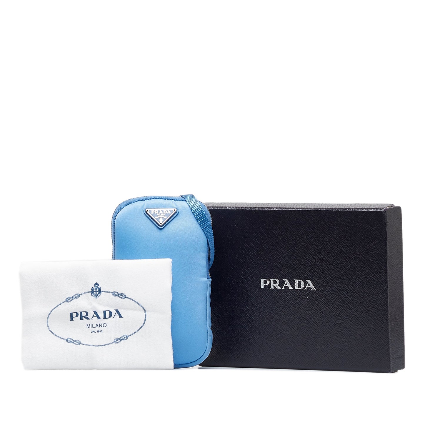 Prada Tessuto Phone Holder Blue Nylon Canvas