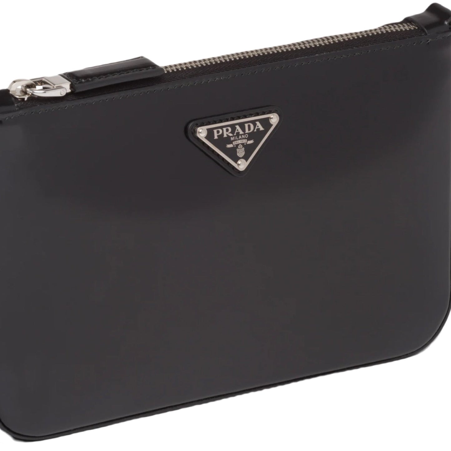 PRADA Brushed Leather Shoulder Bag-Black