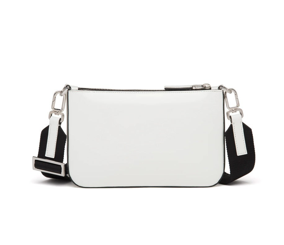 PRADA Brushed Leather Shoulder Bag-White