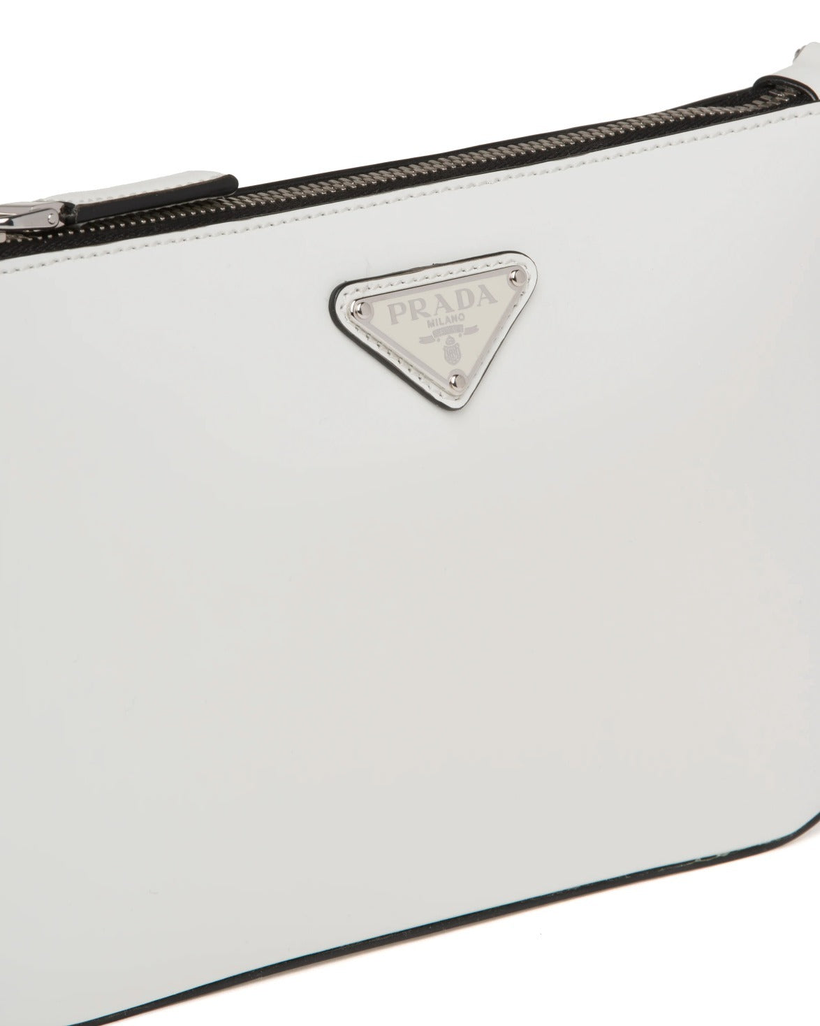 PRADA Brushed Leather Shoulder Bag-White