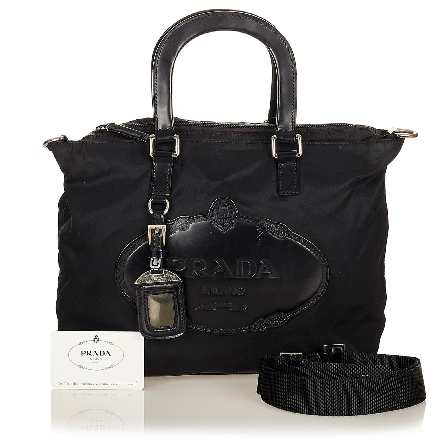 PRADA Canapa Logo Tessuto Satchel