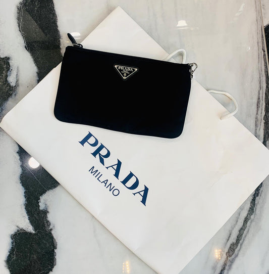 PRADA Black Nylon Zippy Clutch