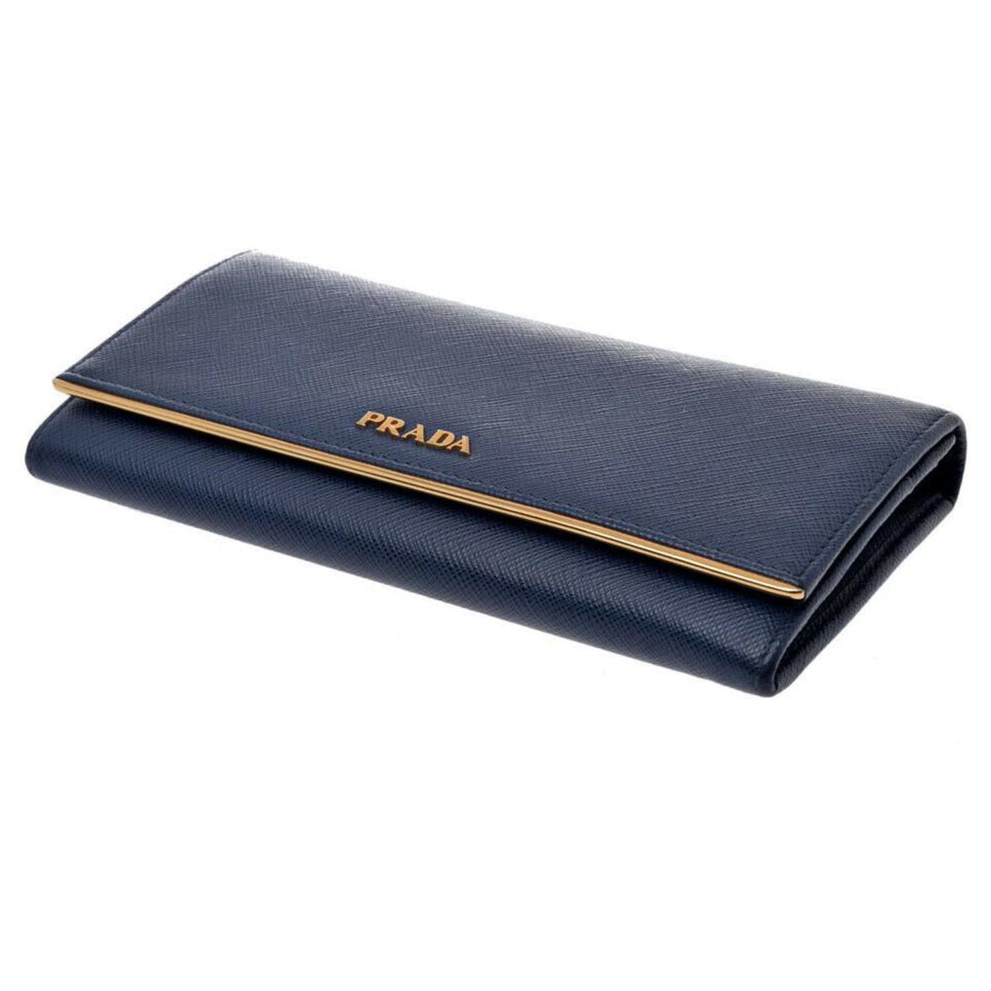 PRADA SAFFIANO LEATHER METAL FRAME FLAP CONTINENTAL WALLET