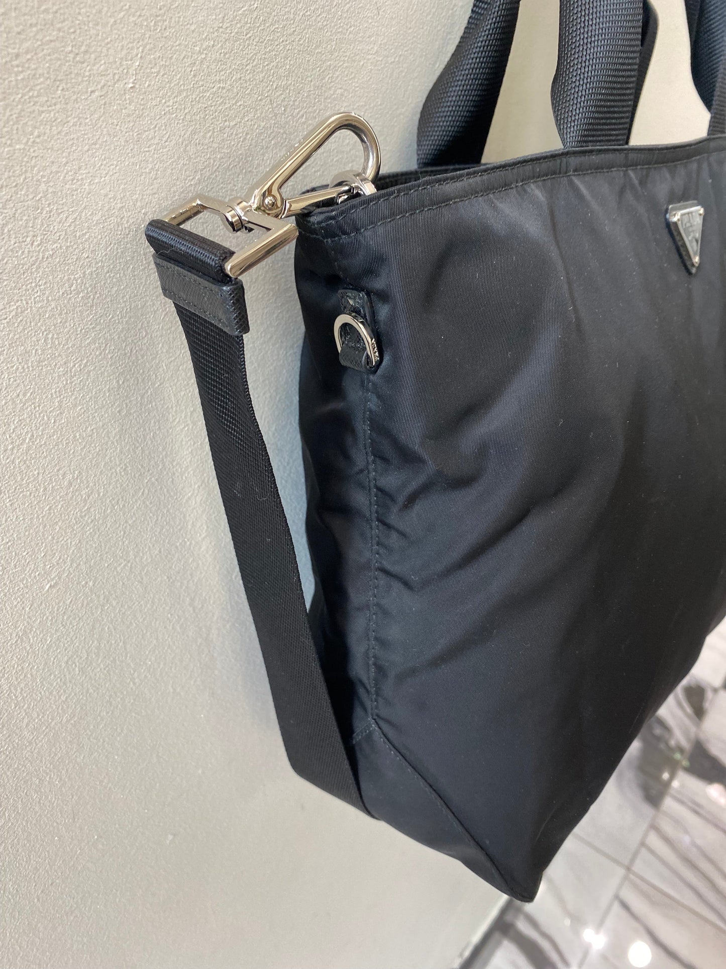 PRADA VELA TESSUTO CONVERTIBLE SMALL TOTE BAG