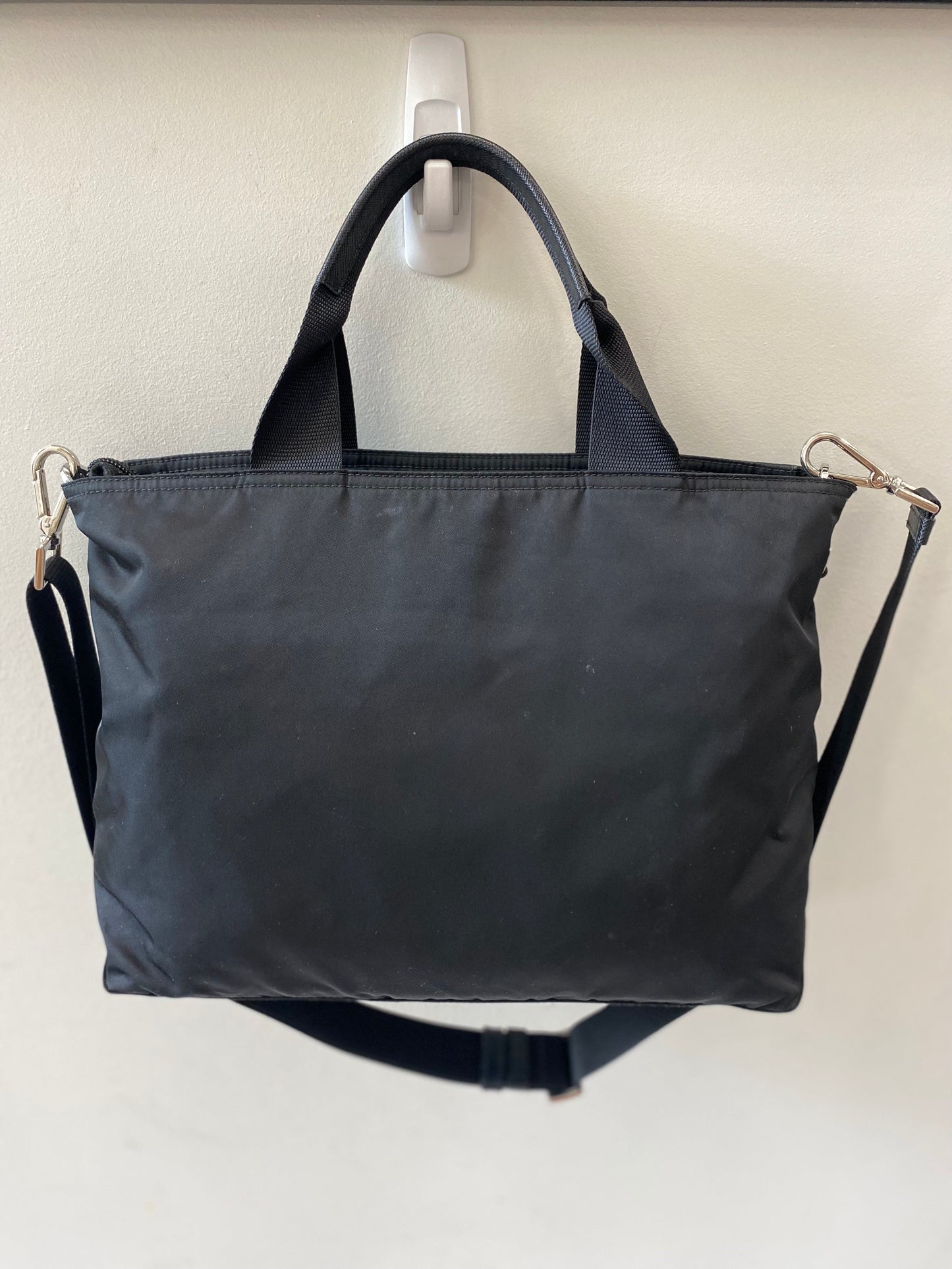 PRADA VELA TESSUTO CONVERTIBLE SMALL TOTE BAG