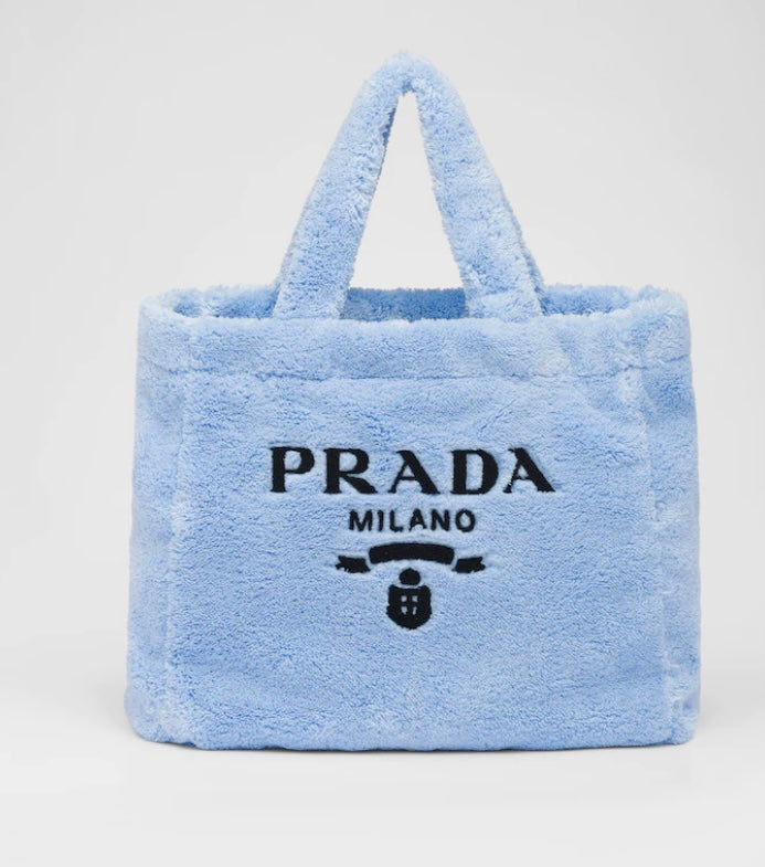 PRADA BLUE TEDDY BAG TOTE