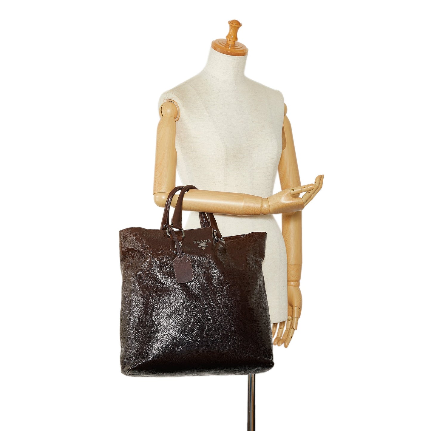 Brown Prada Vitello Shine Tote Bag