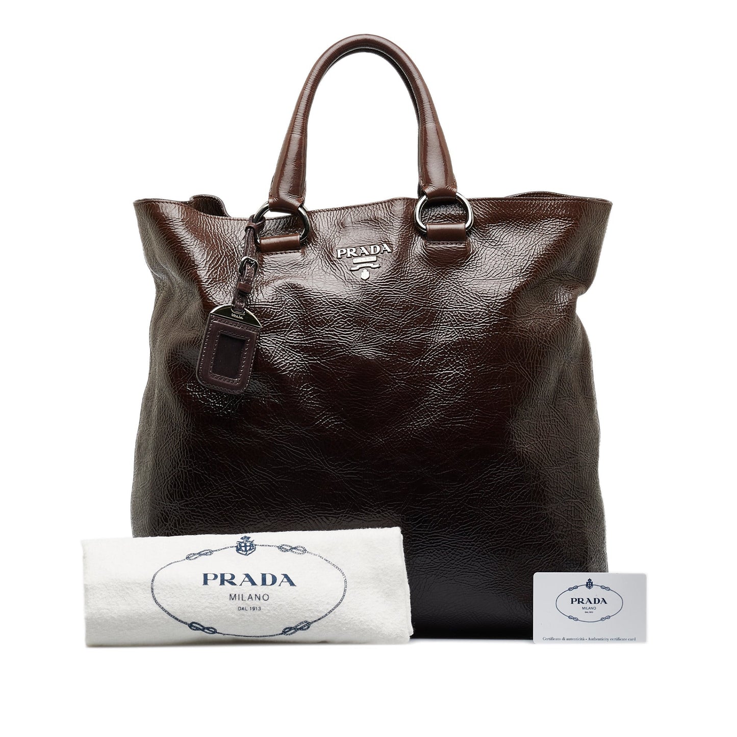 Brown Prada Vitello Shine Tote Bag