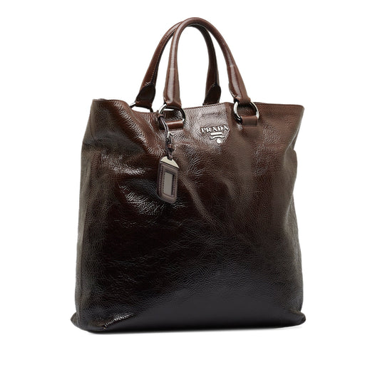 Brown Prada Vitello Shine Tote Bag