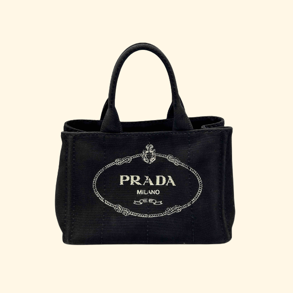 Prada Canapa Black Canvas Tote Bag