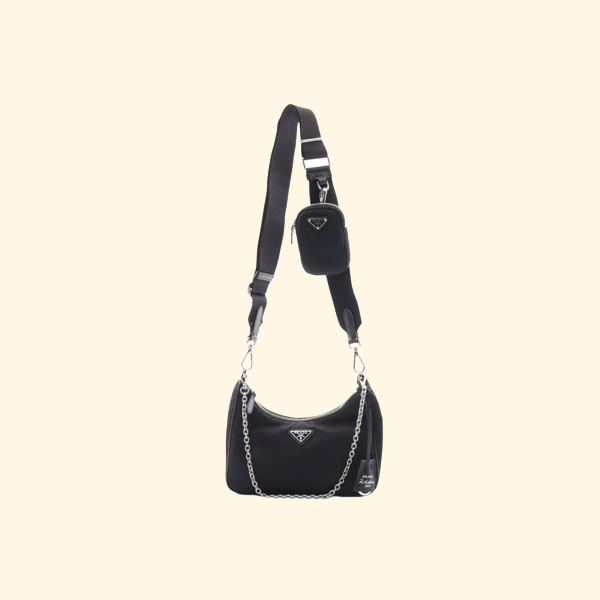 Prada Re-Edition Tessuto+Saffiano Chain Shoulder Bag