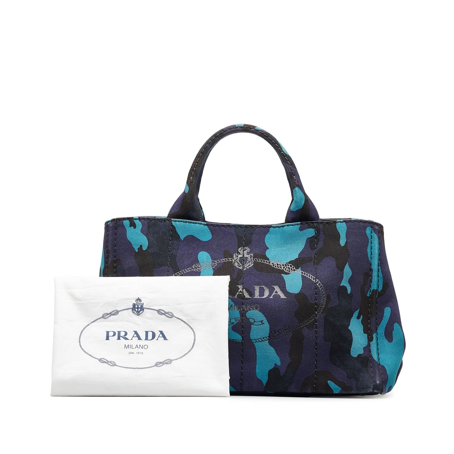 Blue Prada Canapa Camouflage Tote