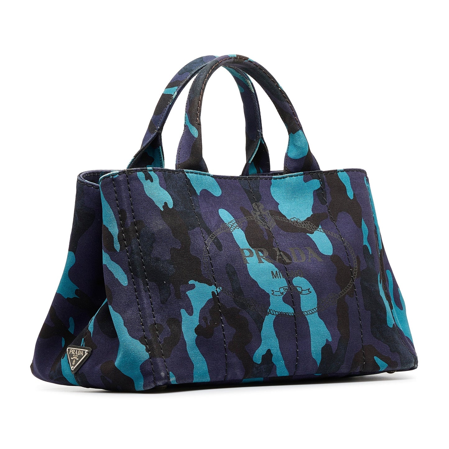 Blue Prada Canapa Camouflage Tote