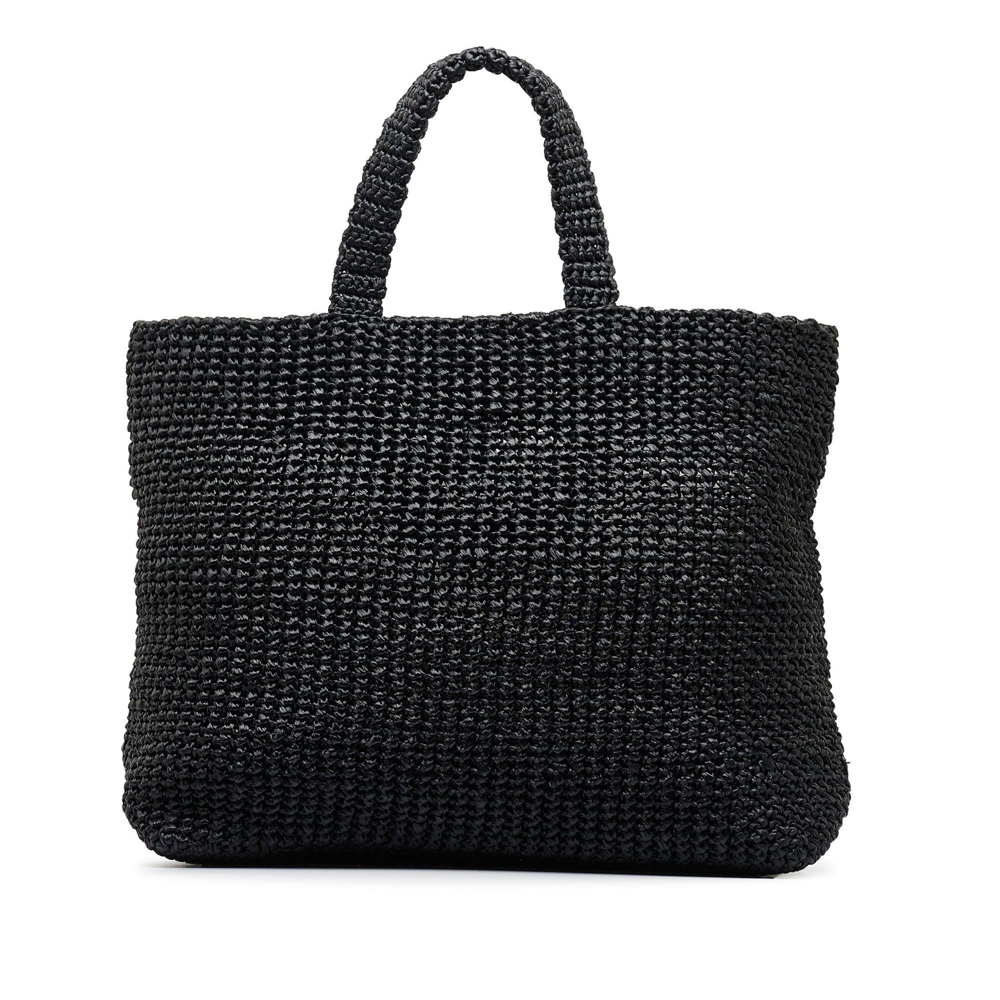 Black Prada Raffia Logo Tote