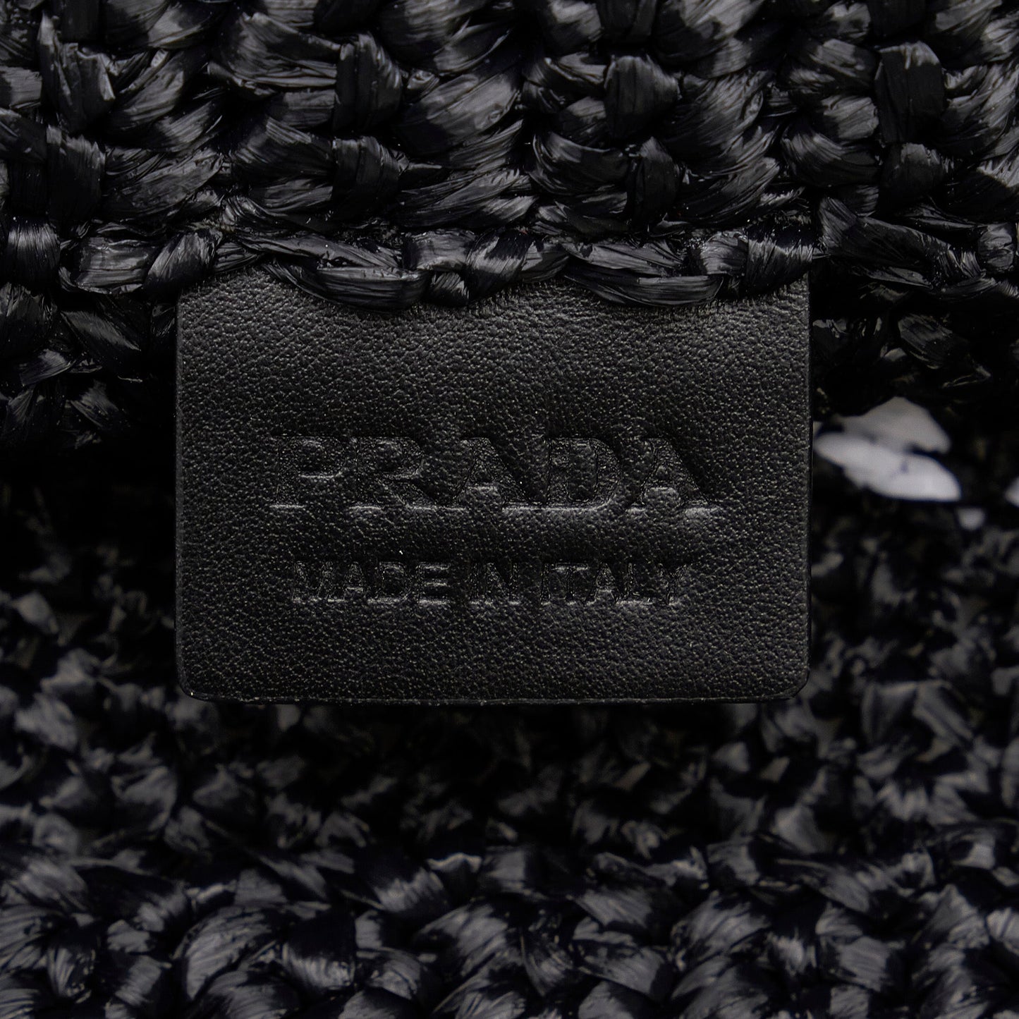 Black Prada Raffia Logo Tote