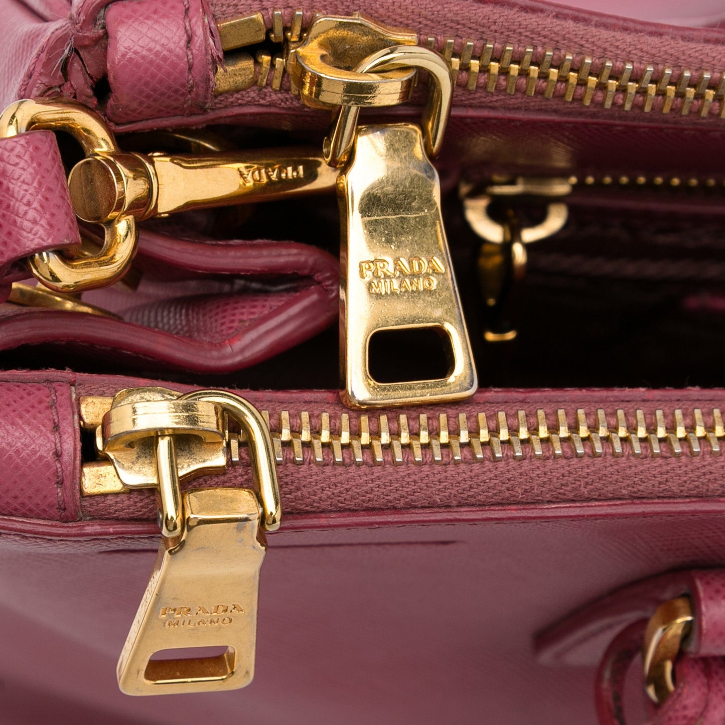 Prada Double Zip Galleria Pink Saffiano