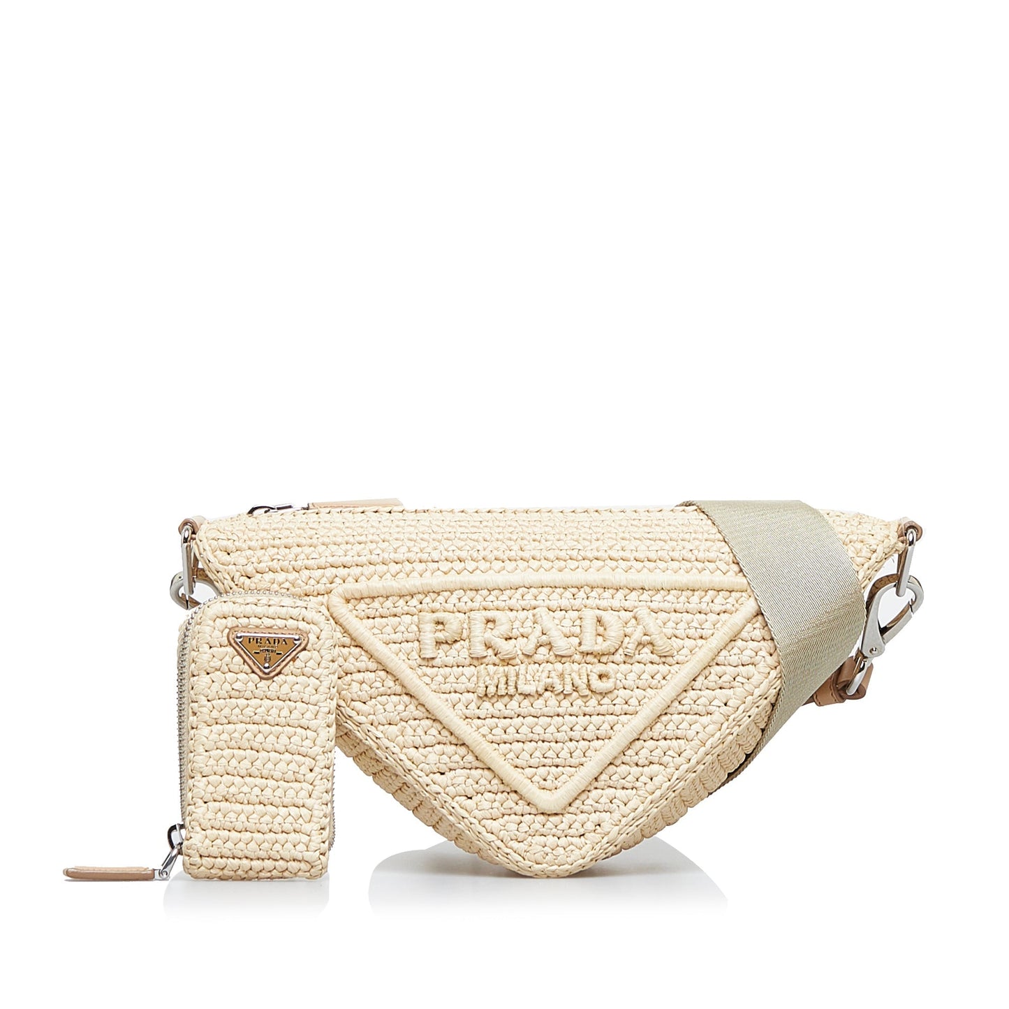 Prada Triangle Beige Raffia