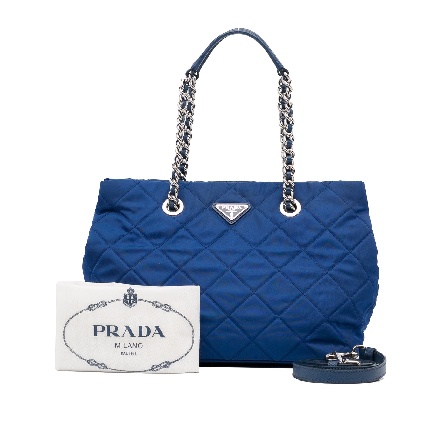 Blue Prada Tessuto Impuntu Tote Bag