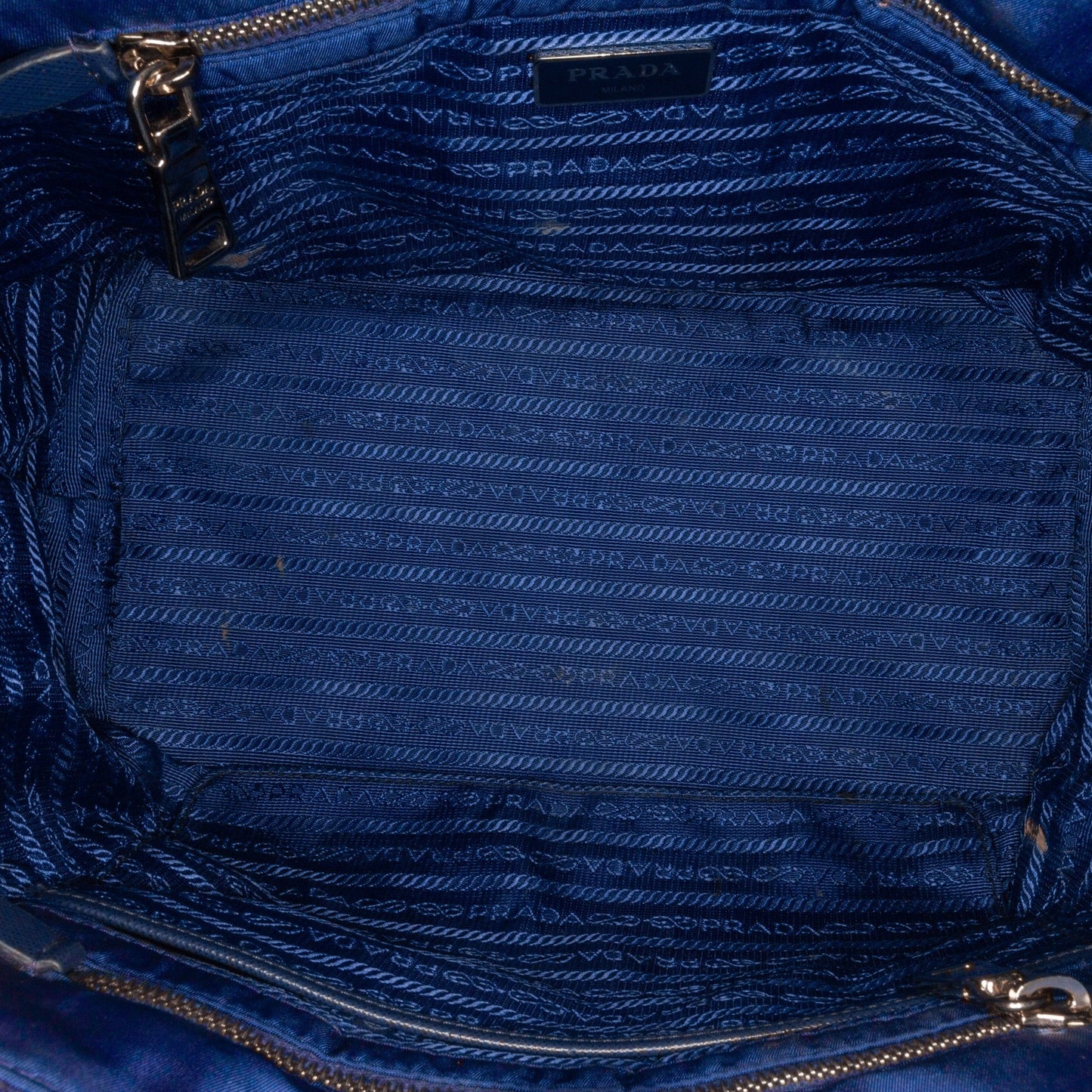 Blue Prada Tessuto Impuntu Tote Bag